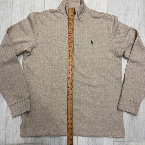 Polo by Ralph Lauren Mens Sweater Medium 1/4 Zip Up Collar Brown/Tan Long Sleeve - Picture 7 of 12